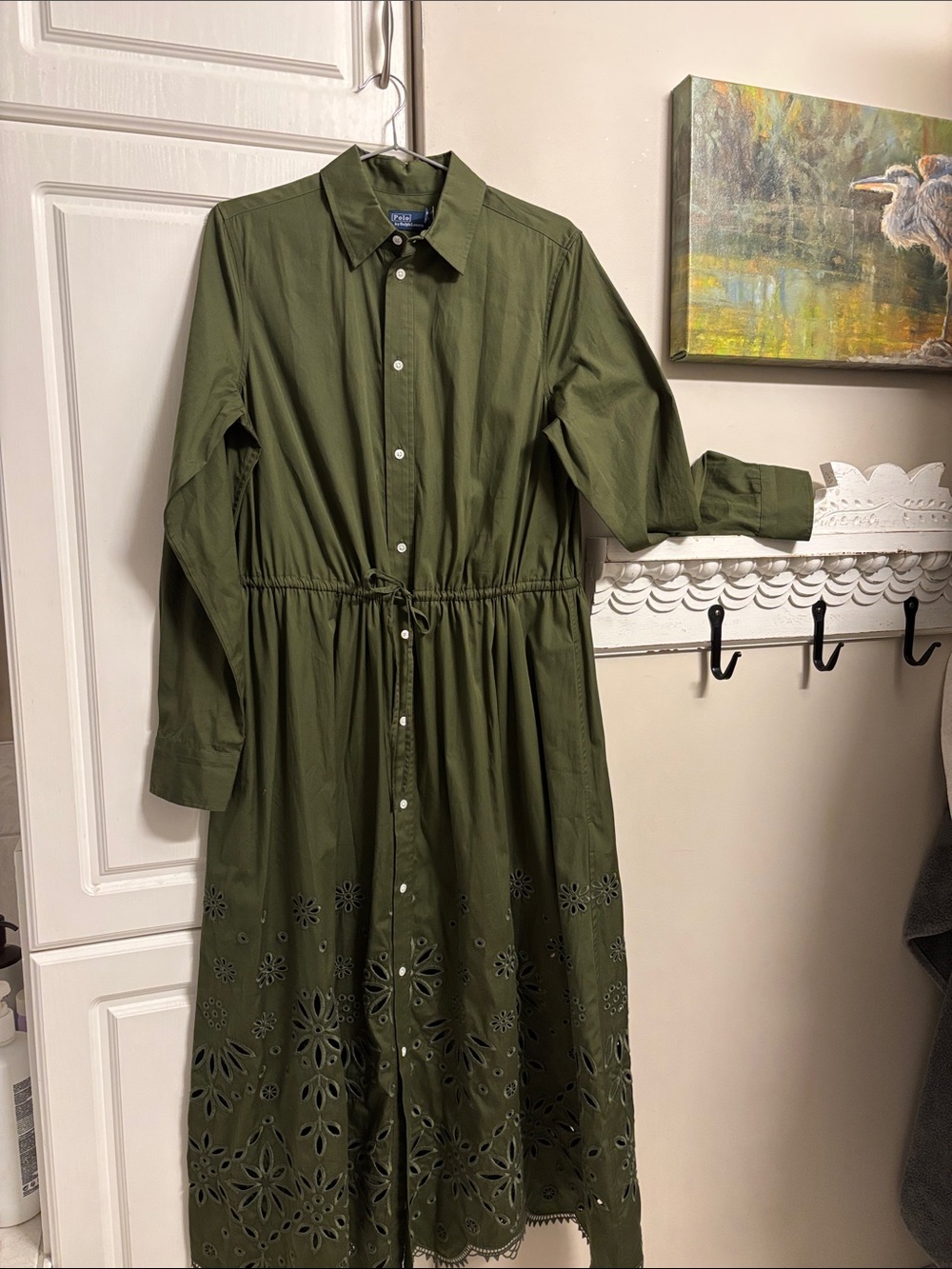 Poli Ralph Lauren cotton embroidered maxi dress NWOT ptp20” length 49”